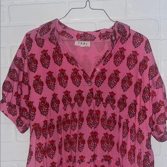 THML Womens Dress Pink and Red Patterned Mini Dress Medium - Picture 7 of 10